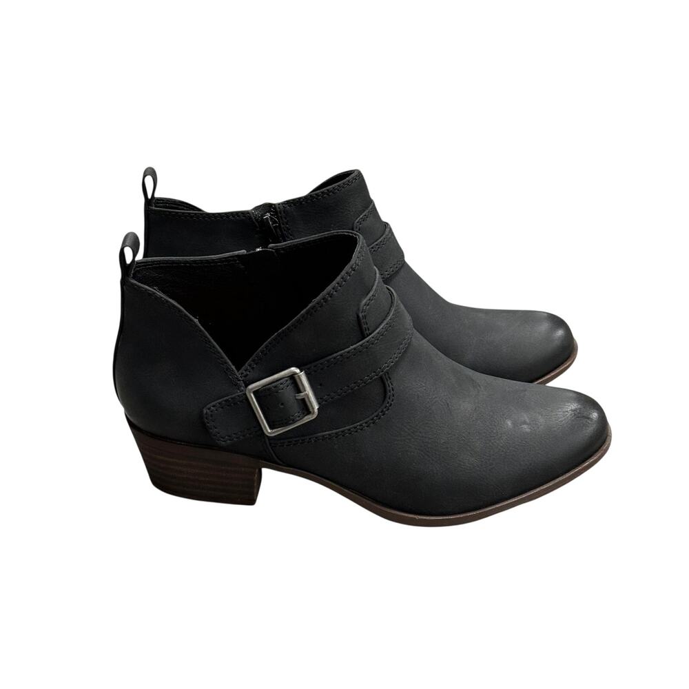 Lucky Brand Women’s Bermer Cutout Stacked Heel Bootie